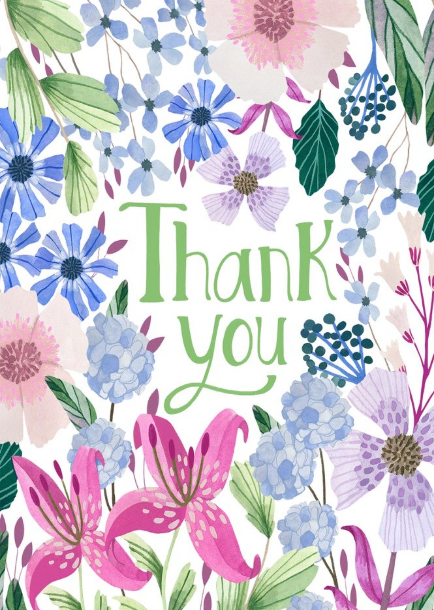 Moonpig Floral Flowers Colourful Thank You Card, Large