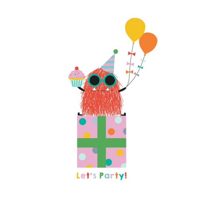 Cute Illustrated Monster Lets Party Birthday Card