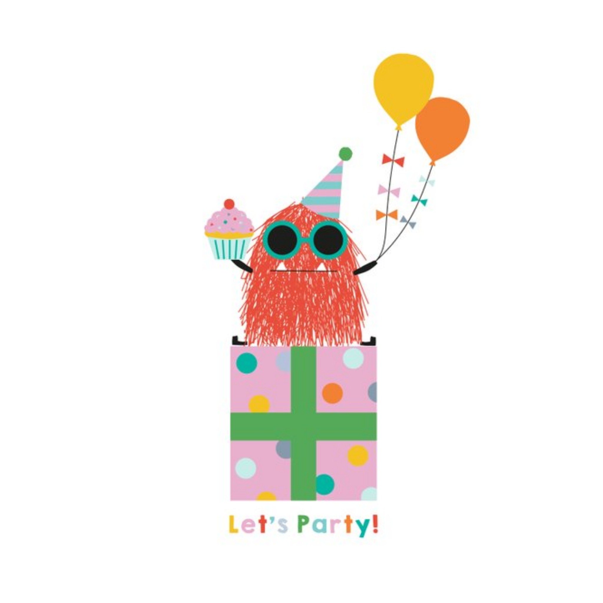 Moonpig Cute Illustrated Monster Lets Party Birthday Card, Square