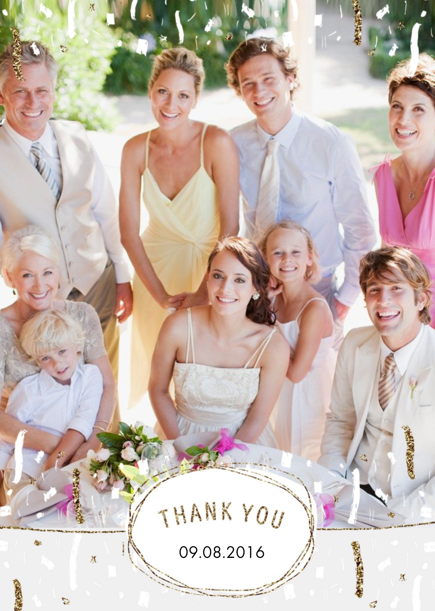 Metallic Photo Upload Thank You Wedding Card Ecard