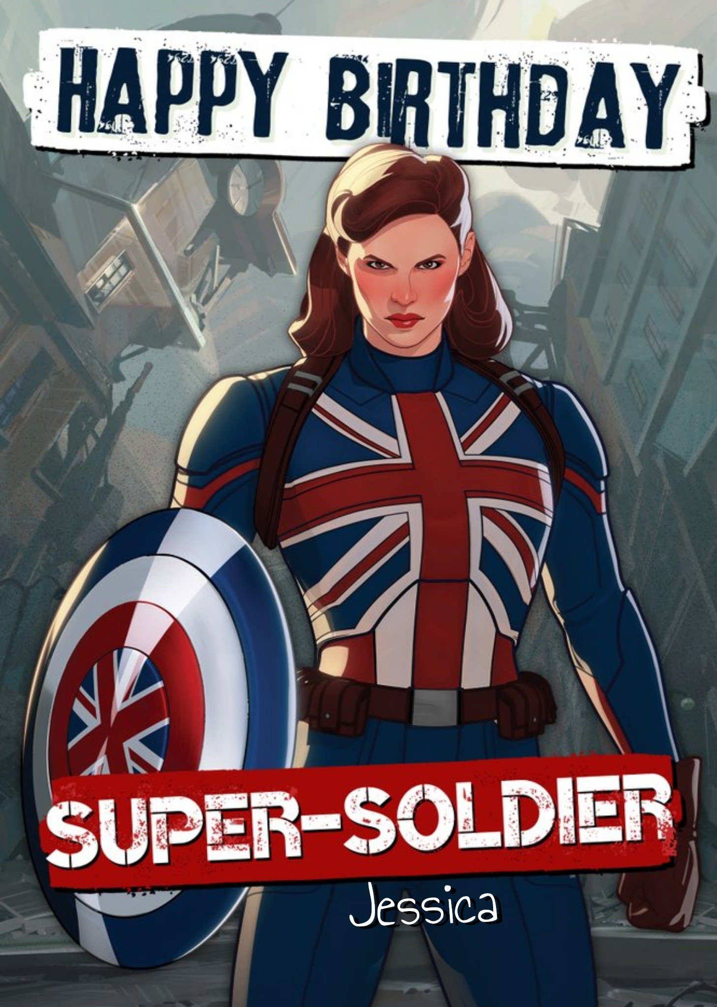 Marvel Illustration Of Captain Carter Super Soldier Birthday Card, Large