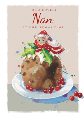 Traditional Lovely Nan Christmas Pudding Christmas Card