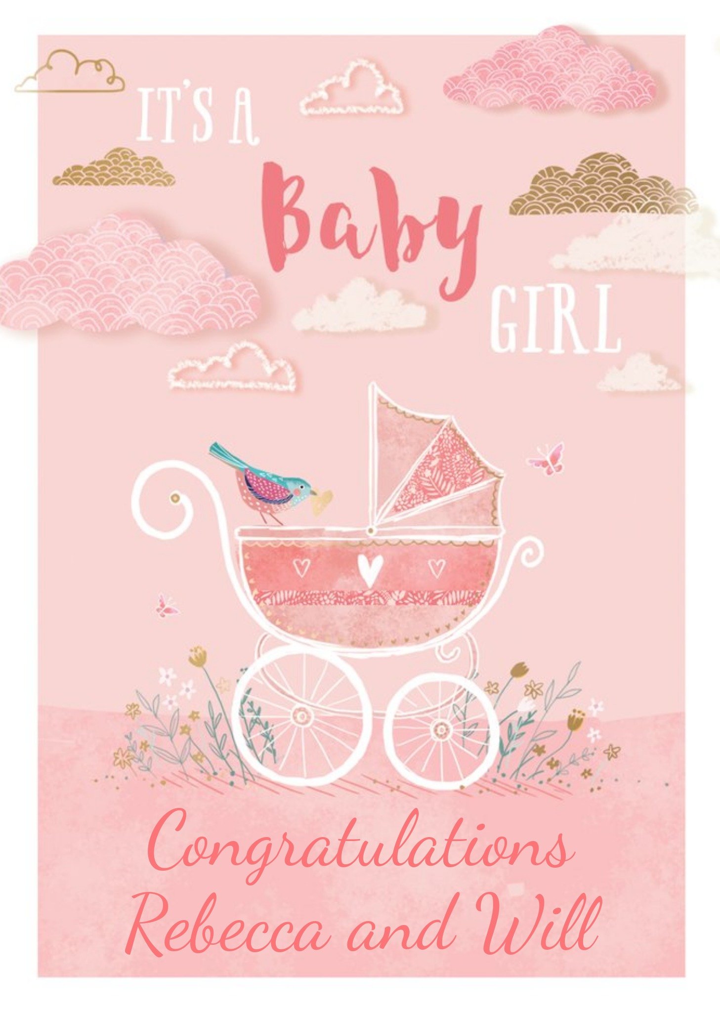 Moonpig Baby Girl Congratulations Postcard