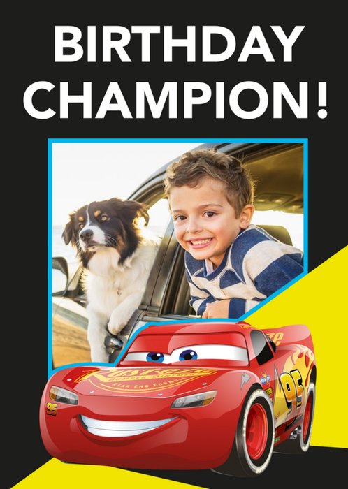 Disney Cars Lightning Mcqueen Photo Upload Champion Birthday Card