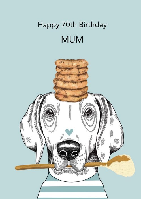 Blue Labrador Dog Illustrated Baking Birthday Card