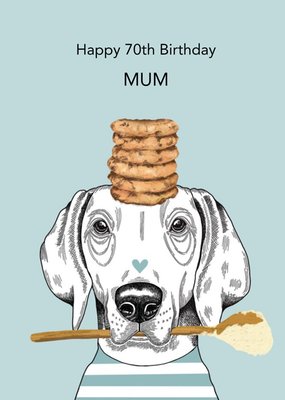 Blue Labrador Dog Illustrated Baking Birthday Card