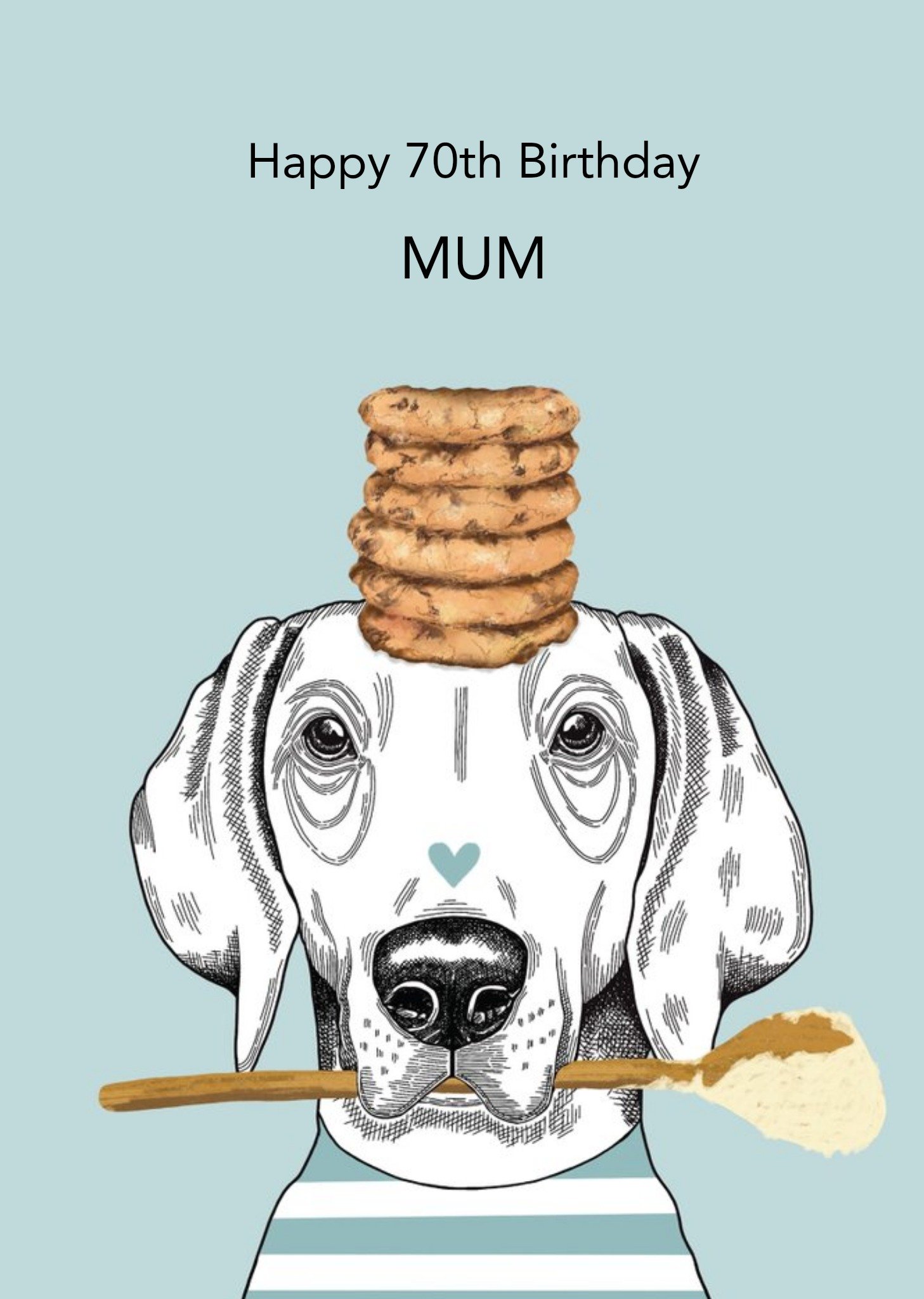 Blue Labrador Dog Illustrated Baking Birthday Card Ecard