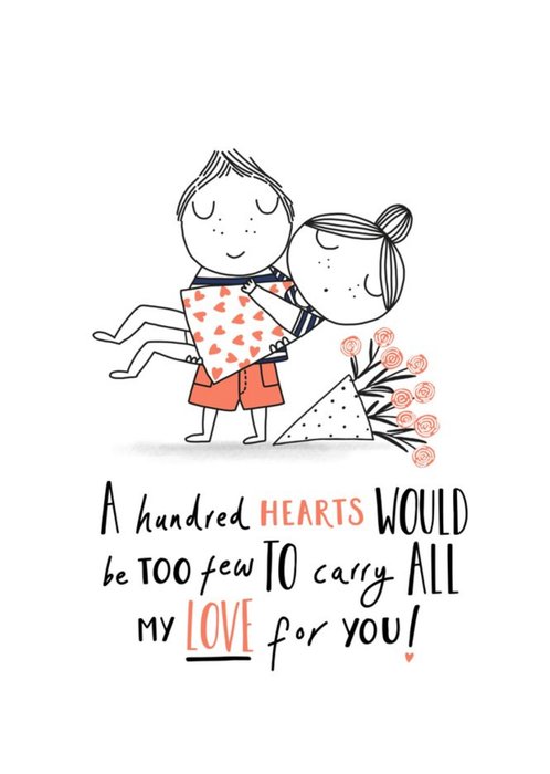 Not Enough Hearts To Carry All My Love For You Cute Valentine's Day Card