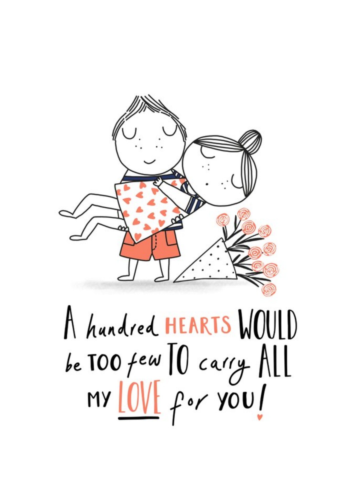 Not Enough Hearts To Carry All My Love For You Cute Valentine's Day Card Ecard