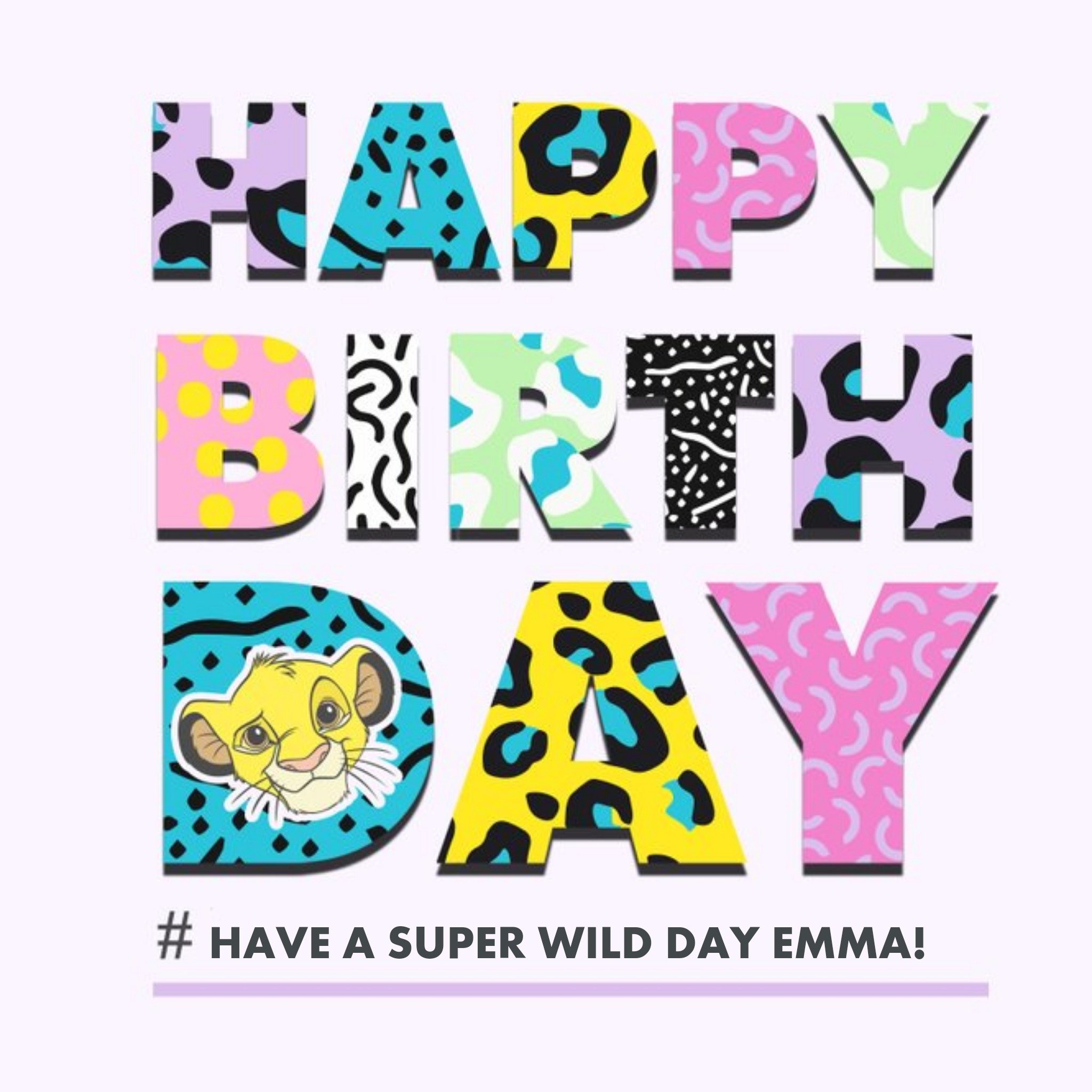 Disney Lion King Patterned Happy Birthday Card, Large