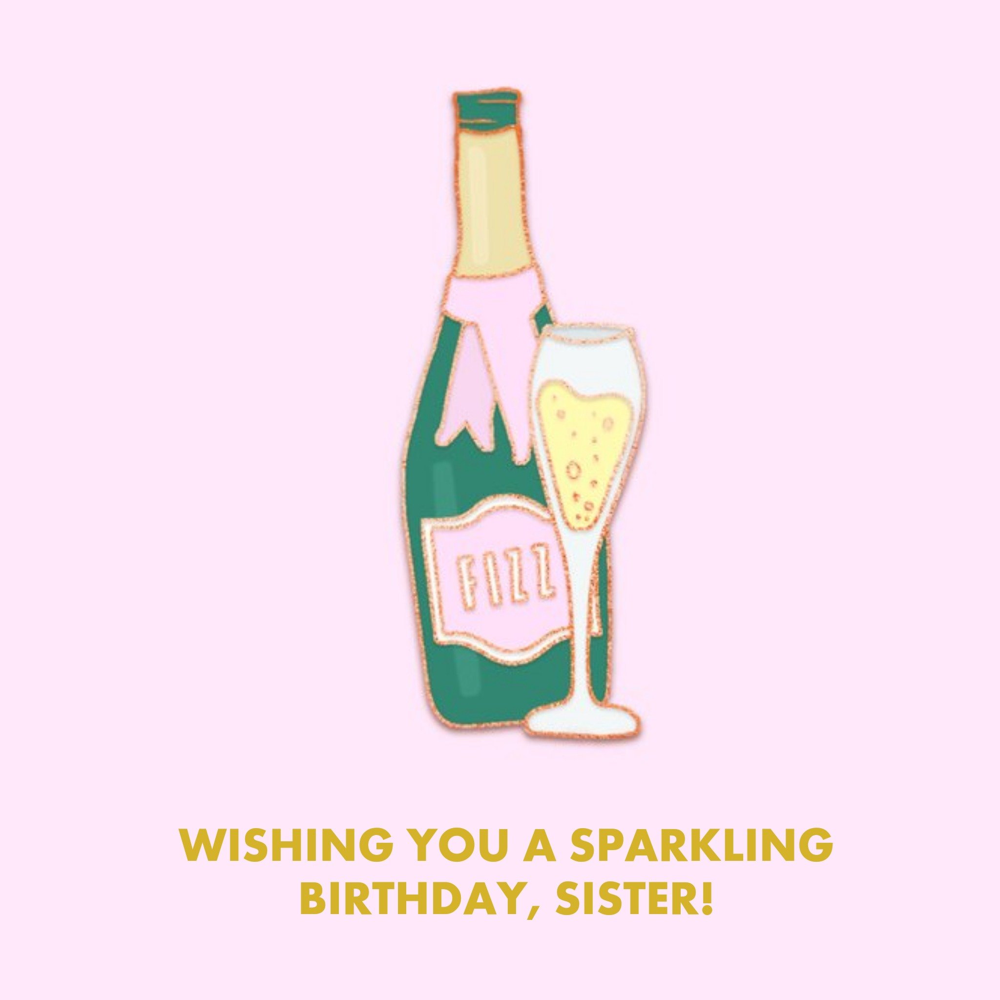 Moonpig Female Birthday Card - For Her - Champagne - Pin Badge, Square