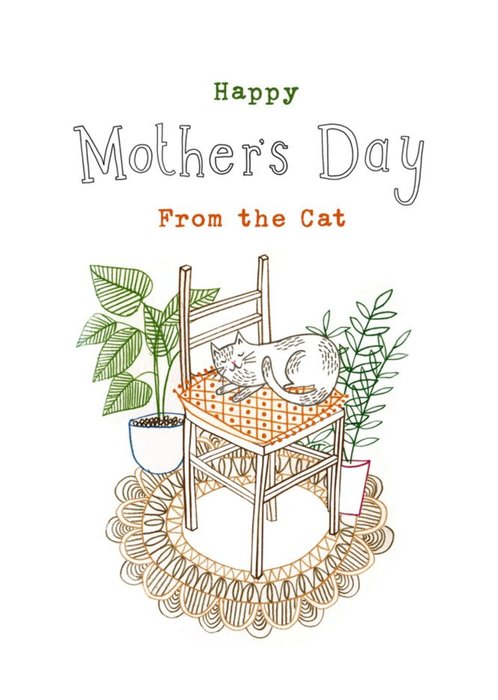 Sleeping Kitty From The Cat Happy Mother's Day Card