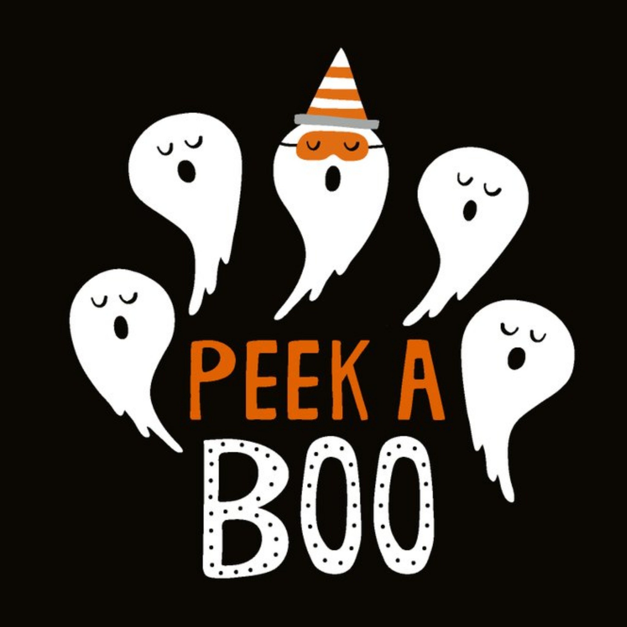 Peek A Boo Funny Ghost Halloween Card, Square