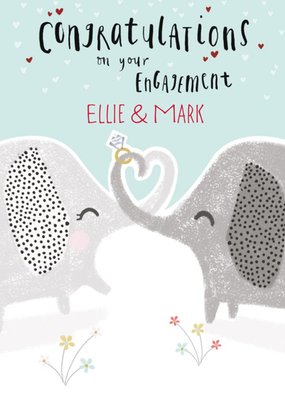 Illustration Of A Pair Of Elephants Engagement Card