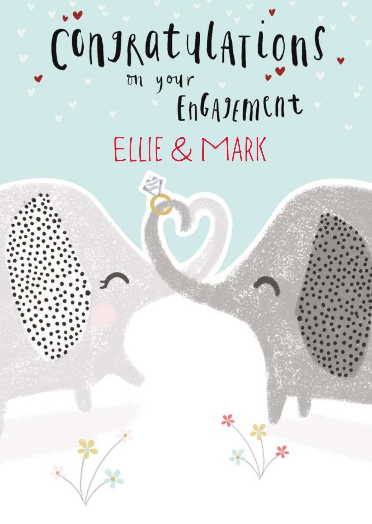 Illustration Of A Pair Of Elephants Engagement Card Ecard