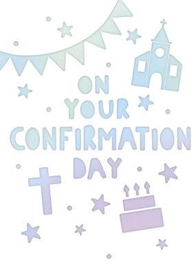 Spot Illustration Of A Church Surrounded By Stars On A White Background Confirmation Card