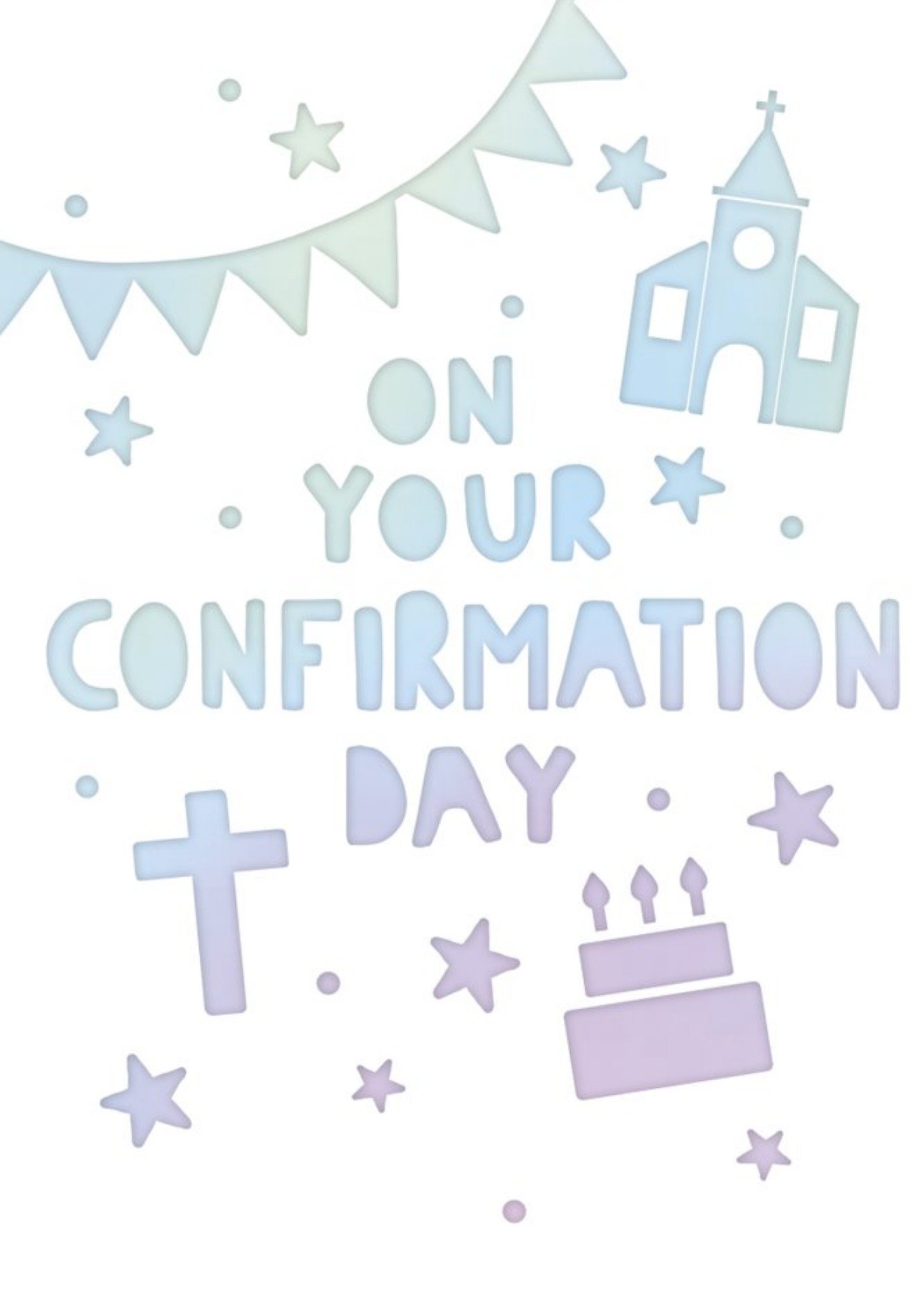 Spot Illustration Of A Church Surrounded By Stars On A White Background Confirmation Card Ecard