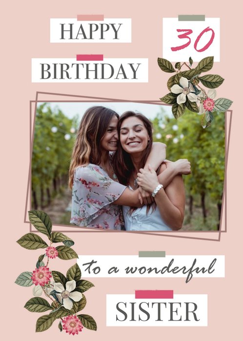 Natural History Museum Floral To A Wonderful Sister Photo Upload Birthday Card