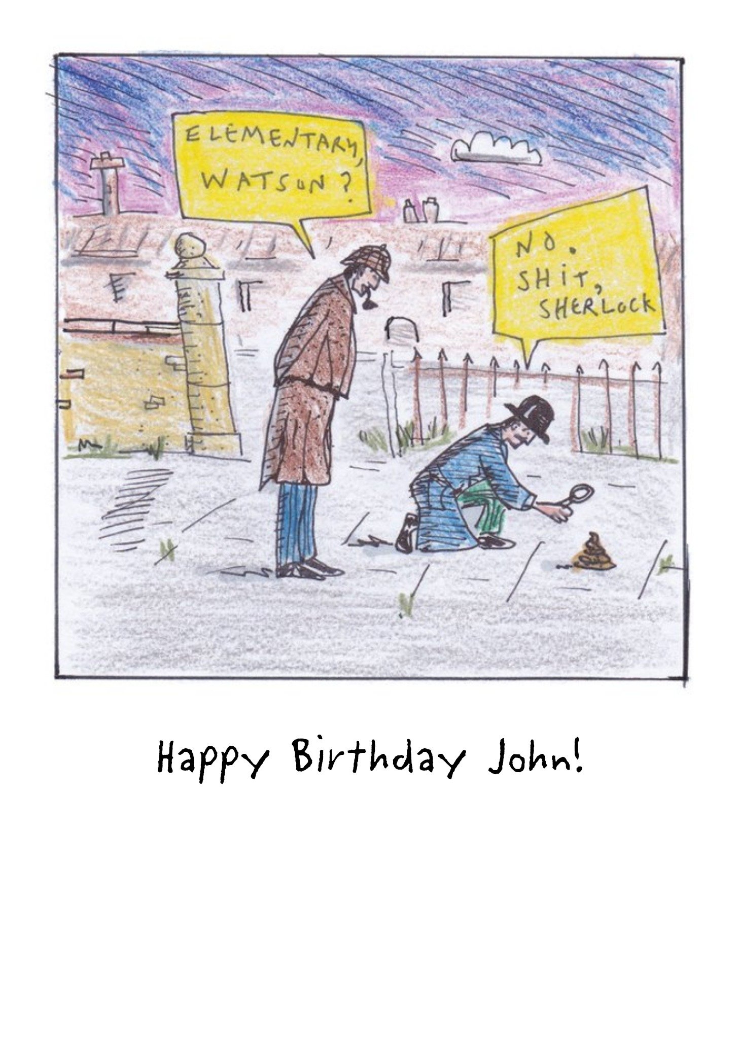 Cartoon Sherlock Personalised Birthday Card Ecard