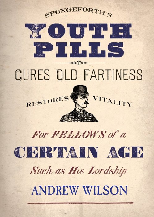 Youth Pills Cures Old Fartiness Personalised Name Card