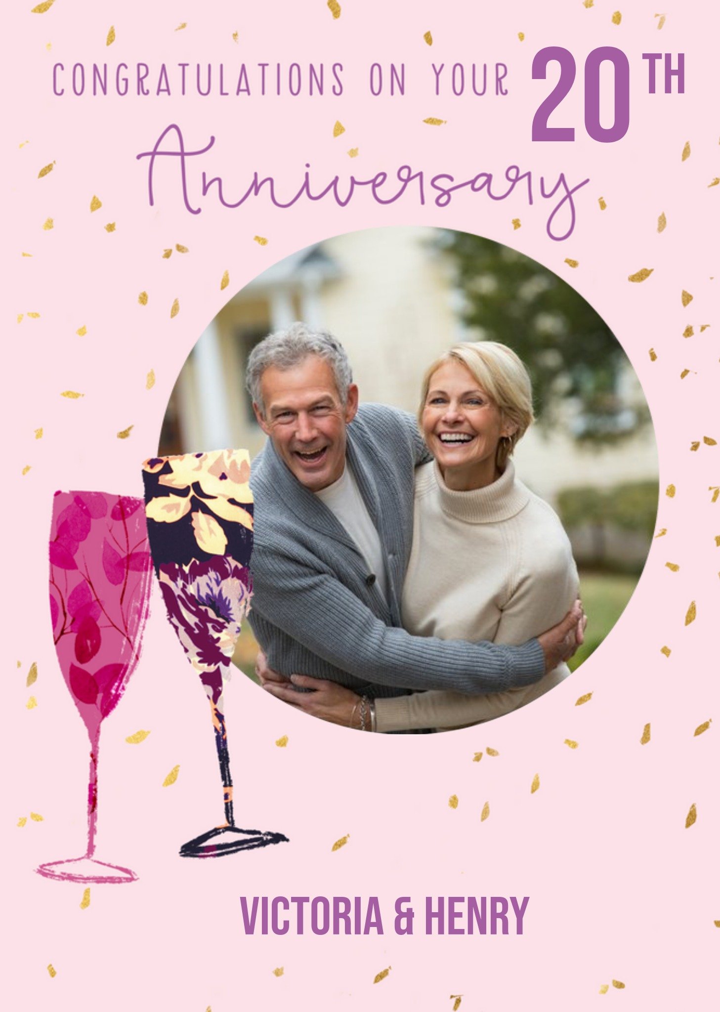 Photo Upload Editable Anniversary Card