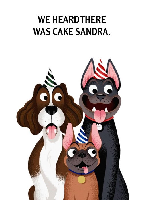 Beautiful Illustration Of Three Smiling Dogs Personalised Birthday Card