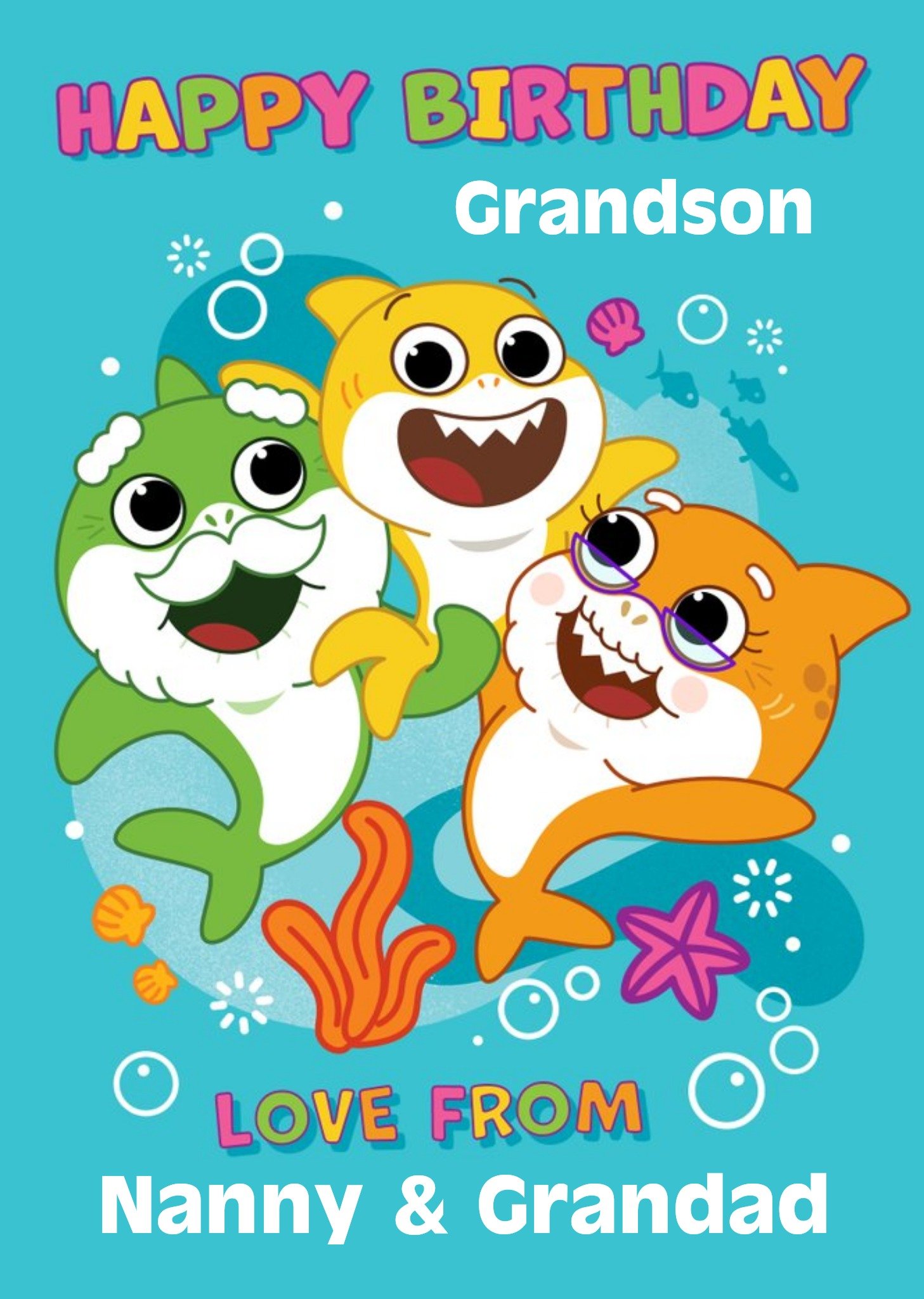Baby Shark Cute Happy Birthday Grandson Birthday Card Ecard