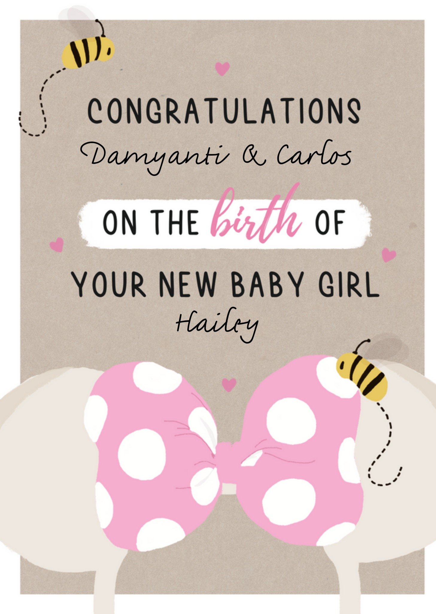 Disney Minnie Mouse New Baby Girl Card, Large