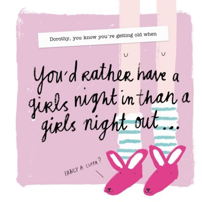 Girls Night In Rather Than A Girls Night Out Old Birthday Card