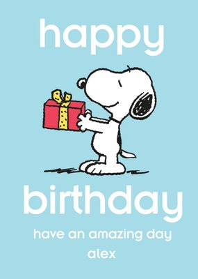 Cute Peanuts Happy Birthday Have An Amazing Day Personalised Card