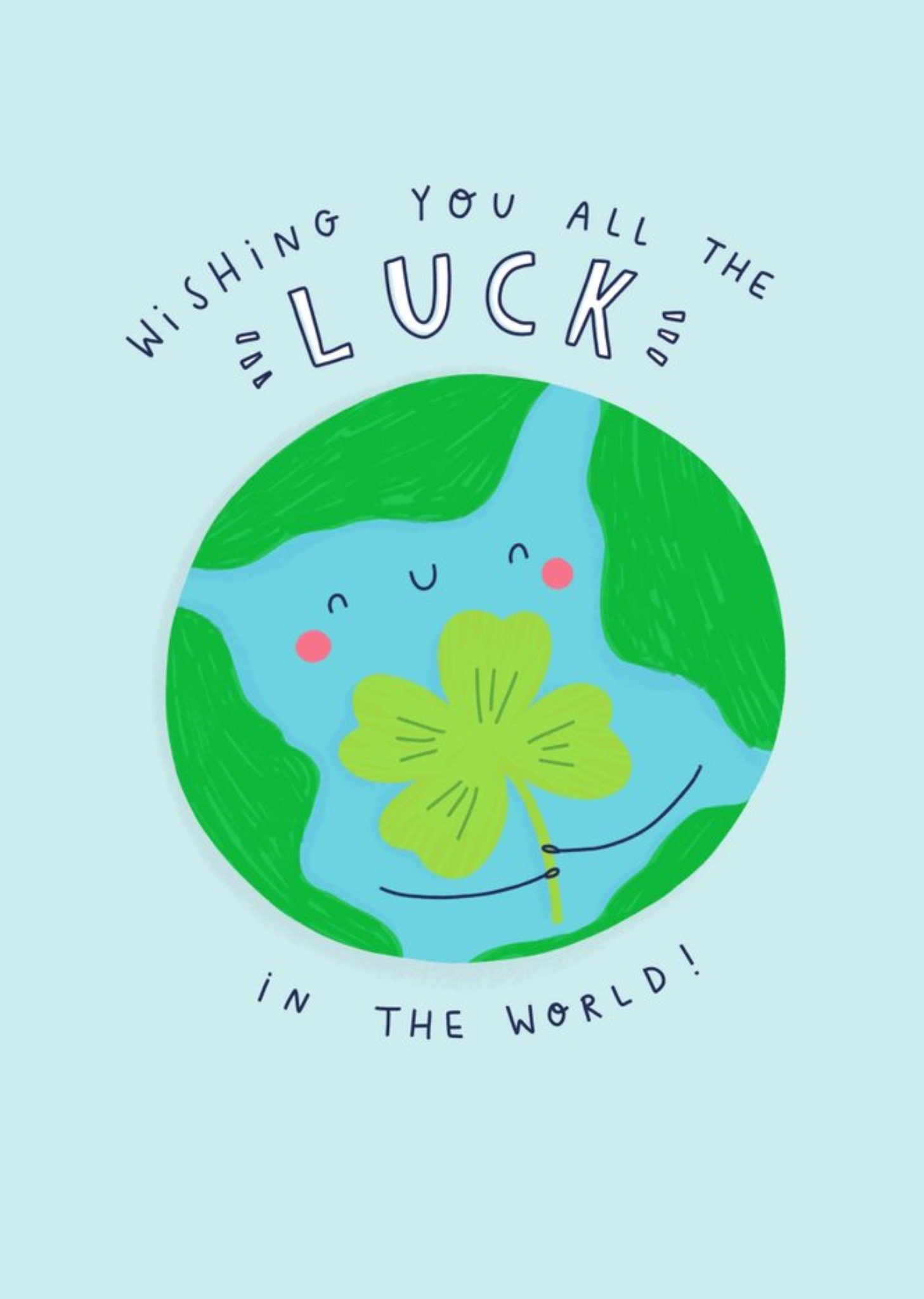 Jess Moorhouse Illustrated Globe Good Luck Card Ecard