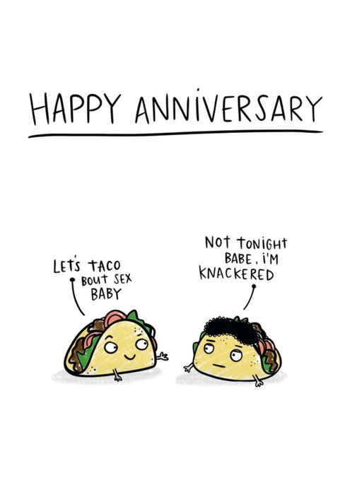Love Funny Pun Taco Happy Anniversary Card