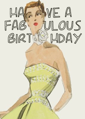 V And A Vintage Fashion Illustration Fabulous Birthday Card