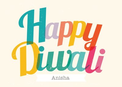 Colourful Letters Personalised Happy Diwali Card