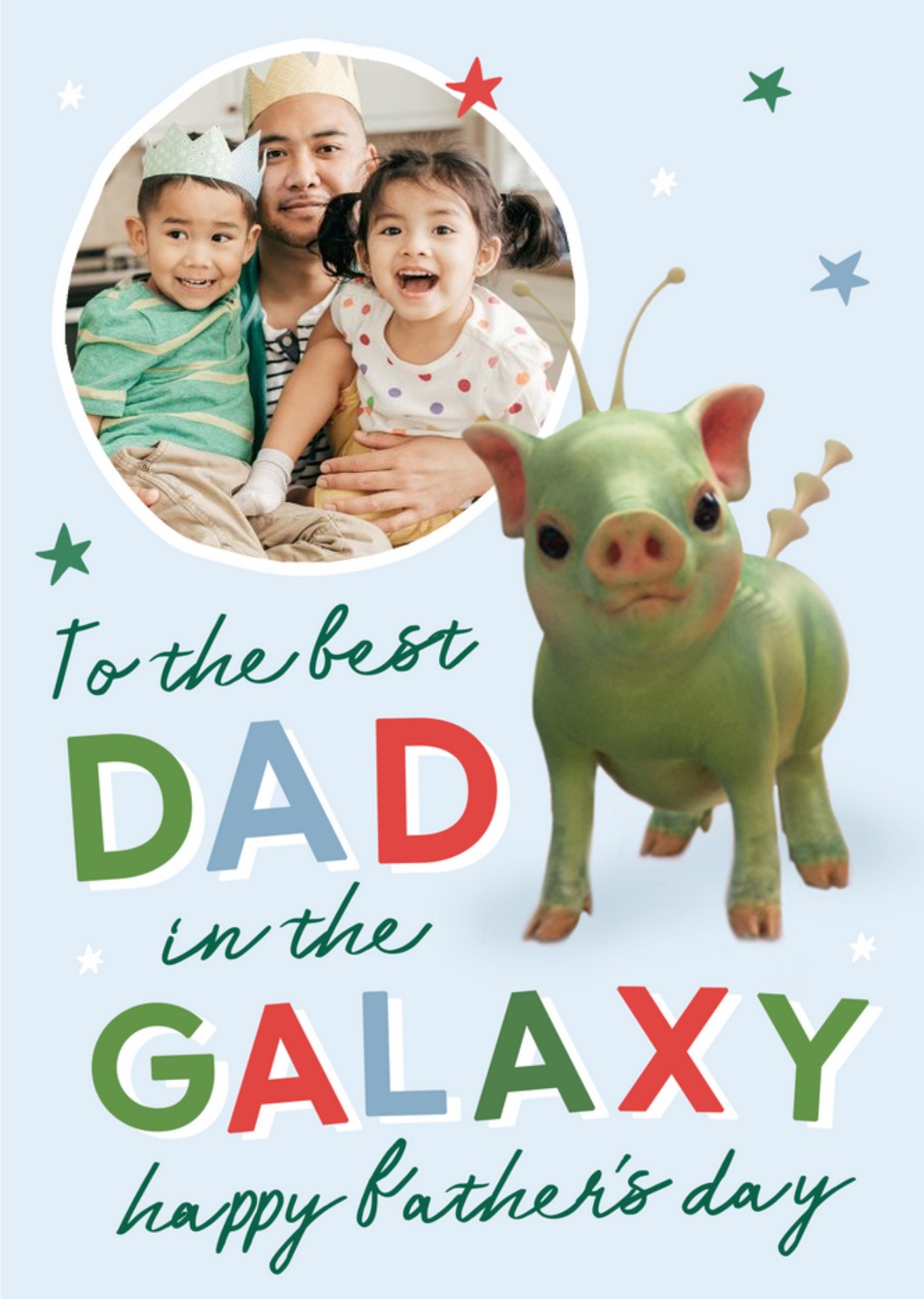 Moonpig Exclusive Moonpigs Cute Alien Pig The Best Dad In The Galaxy Photo Upload Father's Day Card 