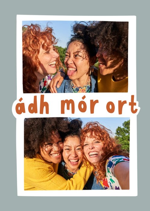 Illustrated Typographic Photo Upload ádh Mór Ort Card