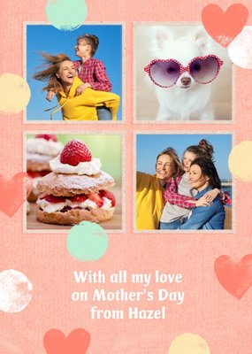 Pastel Hearts And Polka Dots Multi-Photo Mother's Day Card