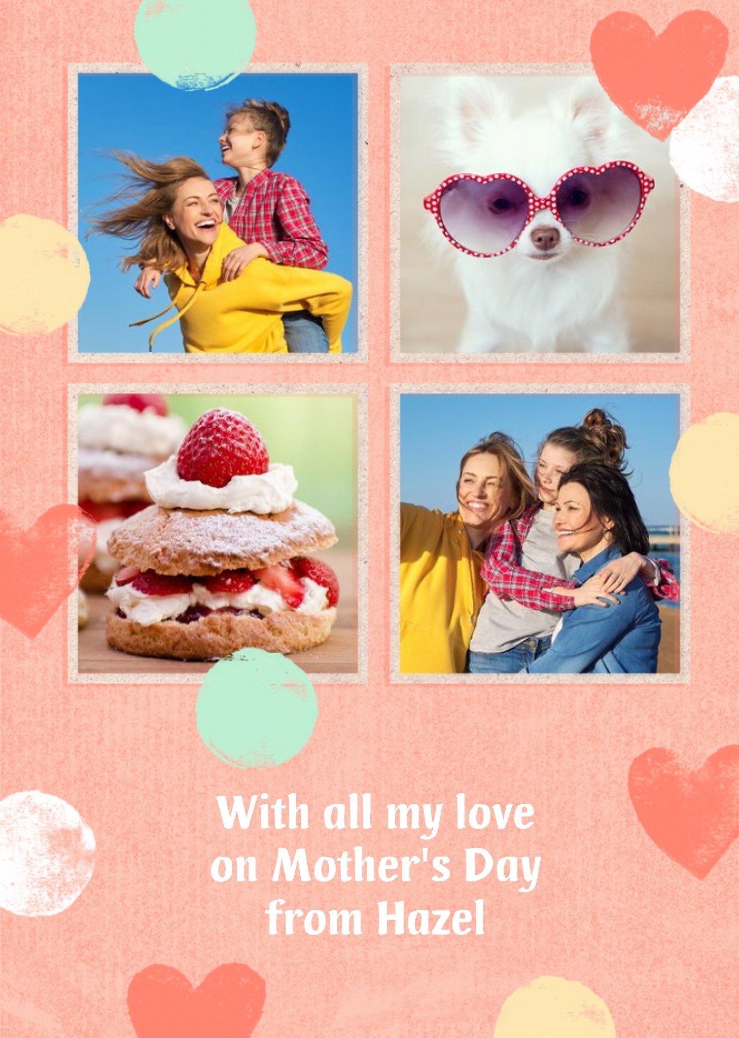 Moonpig Pastel Hearts And Polka Dots Multi-Photo Mother's Day Card Ecard