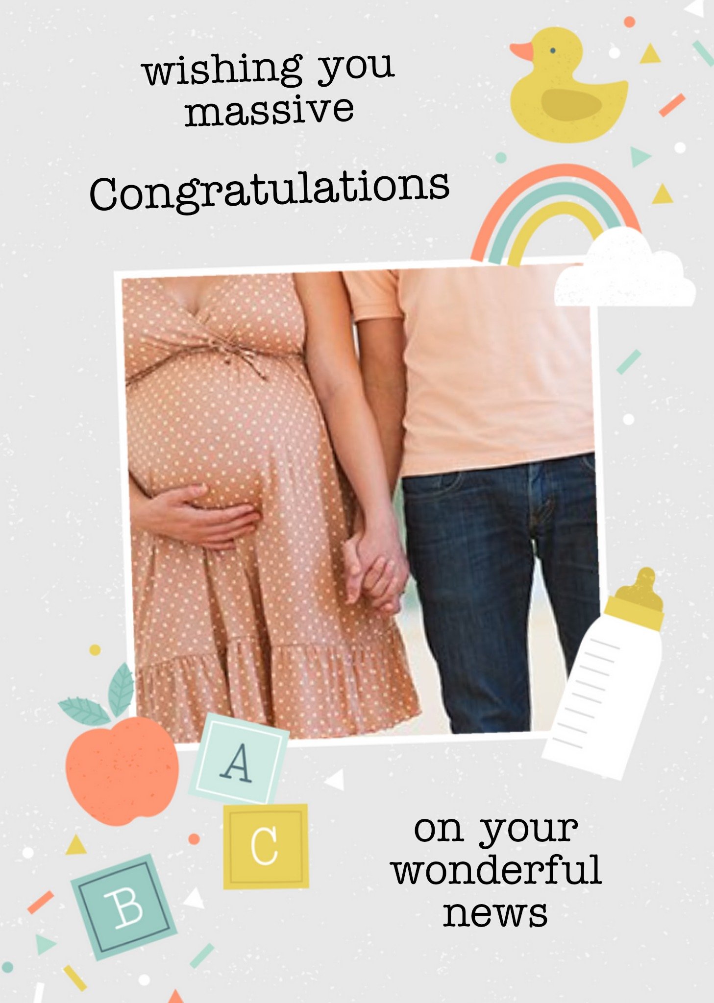 Friends Sorcha Faulkner Illustrated New Baby Photo Upload Rainbow Card, Large