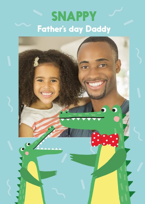 Alligator Illustration Snappy Father's Day Photo Upload Card