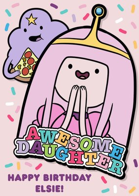 Adventure Time Pink Confetti Awesome Daughter Personalised Card