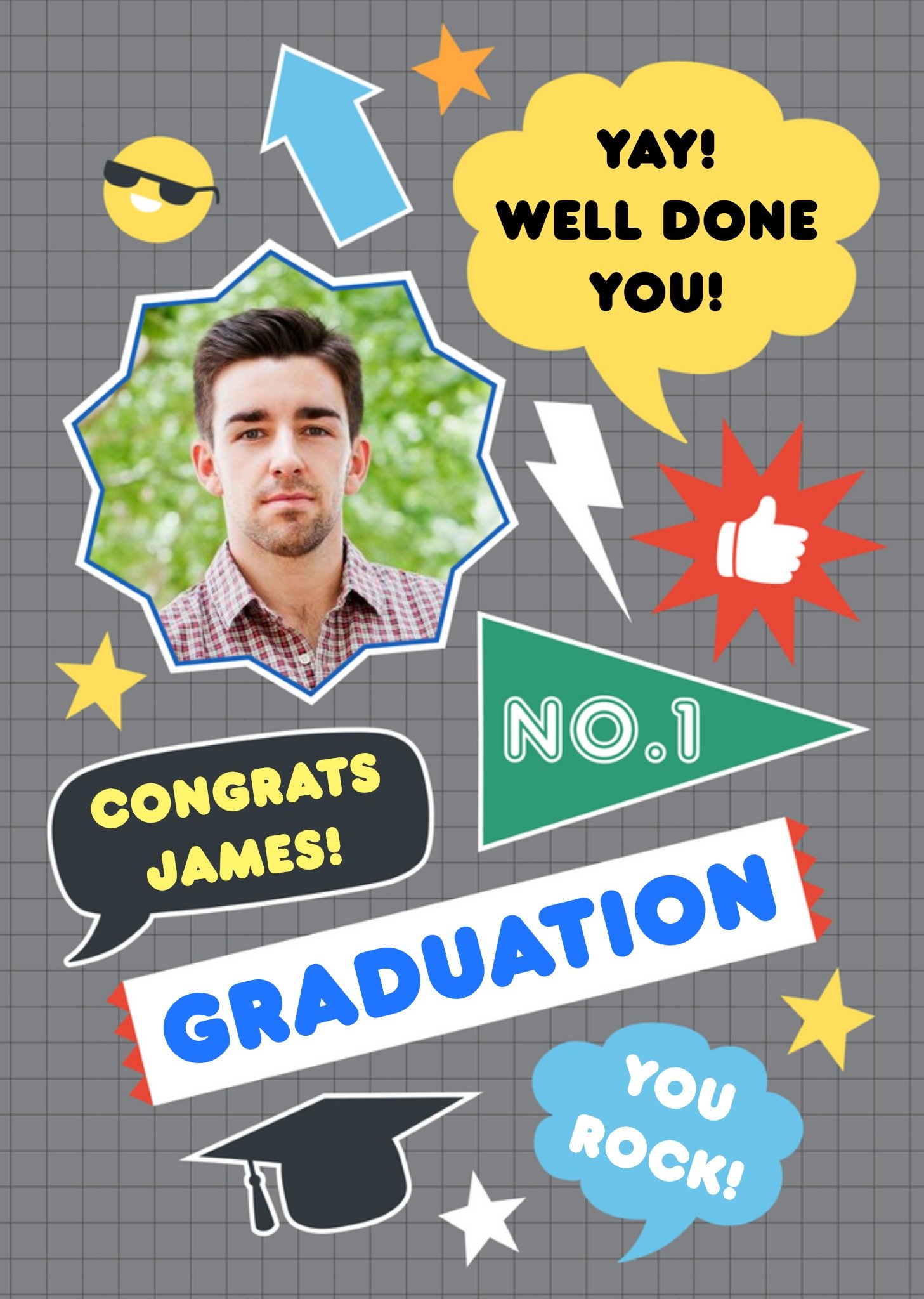 Colourful Icons Personalised Graduation Congrats Card Ecard