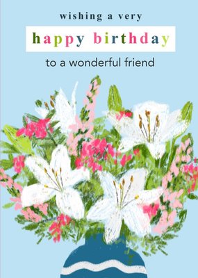 Illustrated Bouquet Of Flowers Wishing A Very Happy Birthday Personalised Card