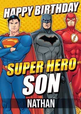 Justice League Super Hero Son Birthday card