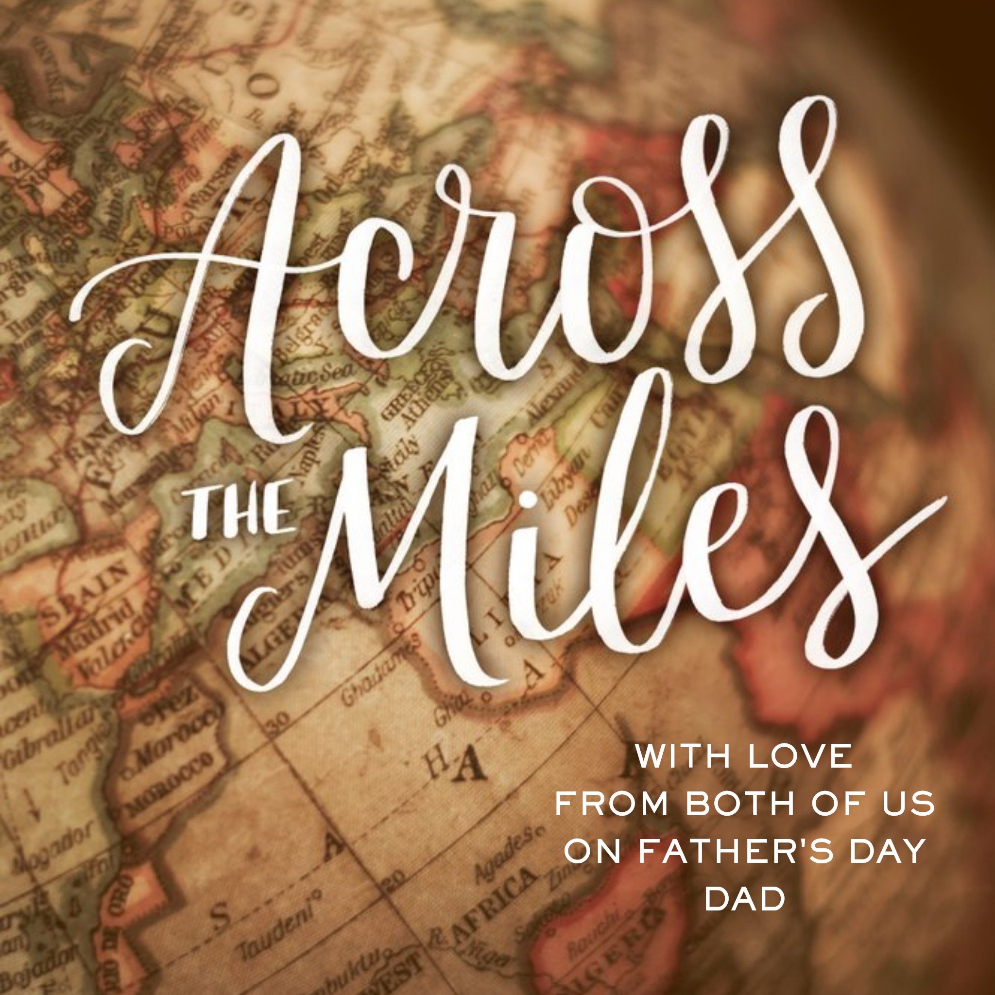 Vintage Globe Across The Miles Personalised Father's Day Card, Square