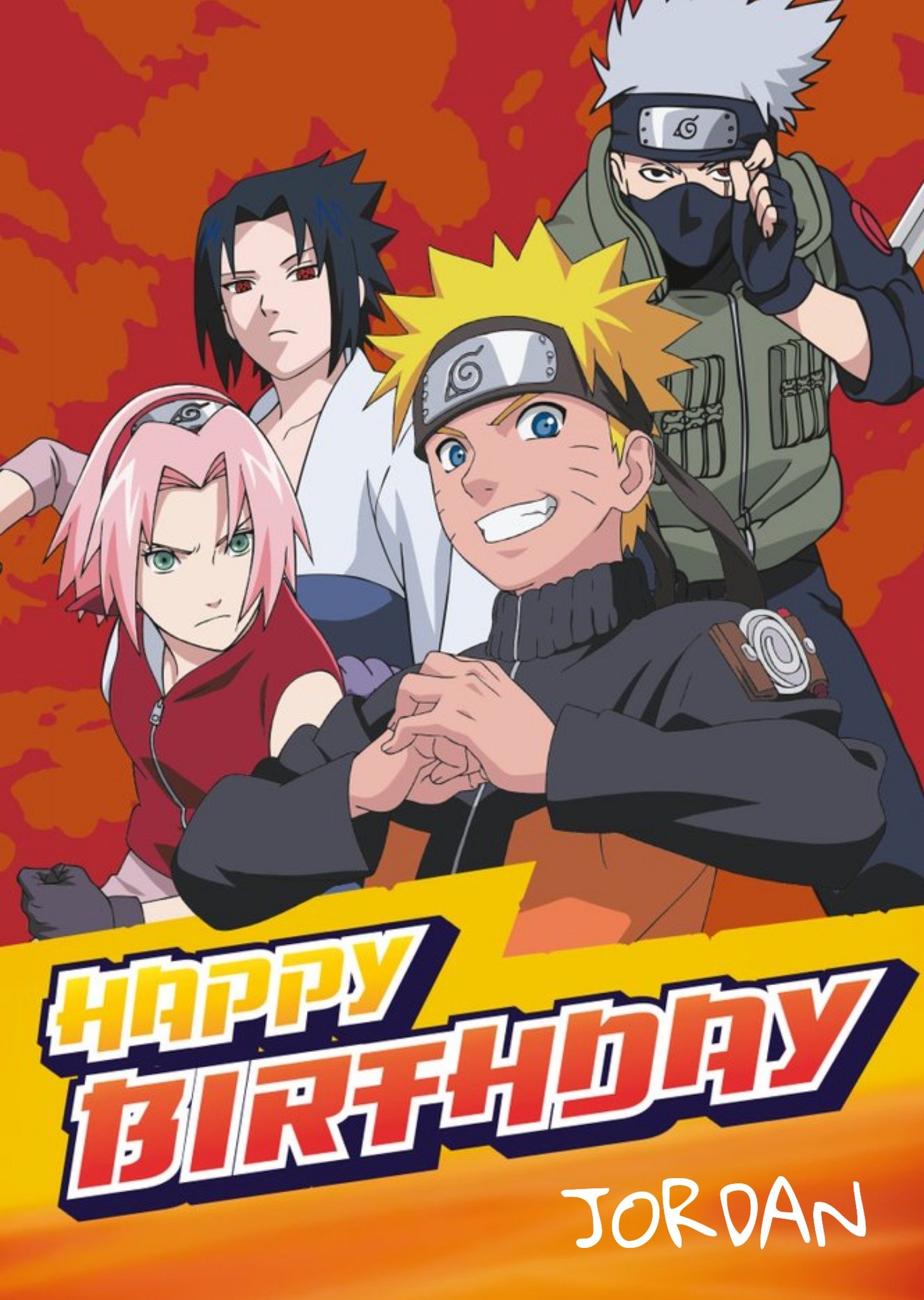 Moonpig Naruto Characters Personalise Name Birthday Card, Large