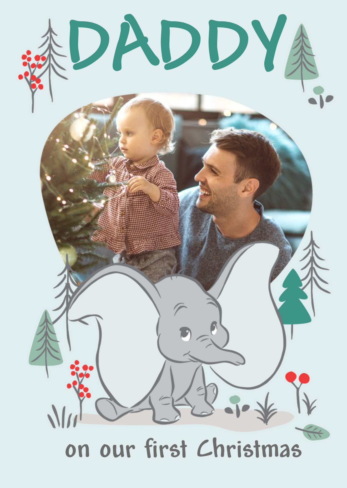 Cute Disney Dumbo Photo Upload First Christmas Card, Large