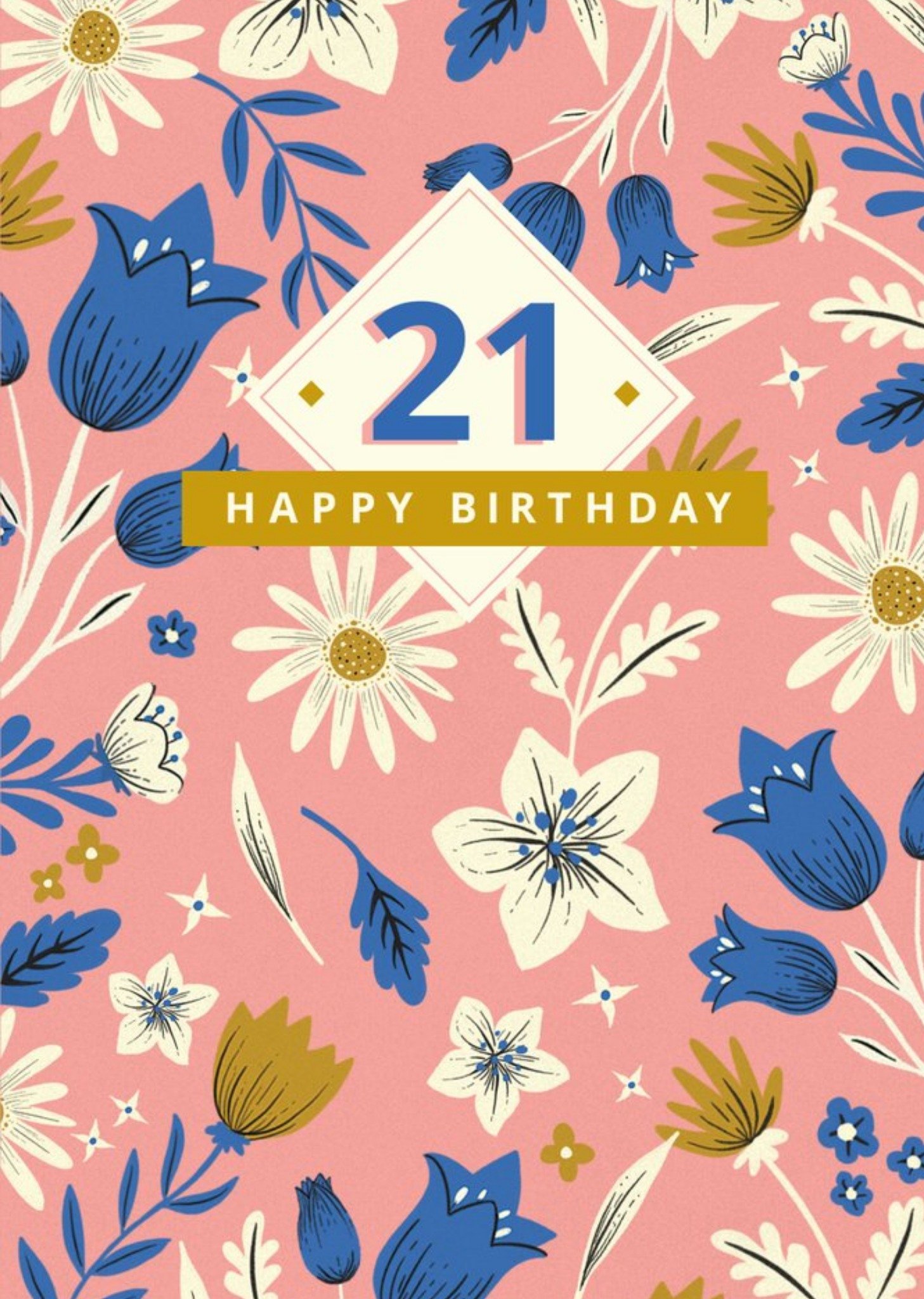Moonpig Floral 21st Birthday Card, Large