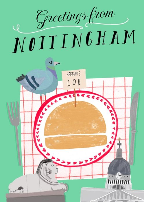 Greetings From Nottingham Personalised Cob Card