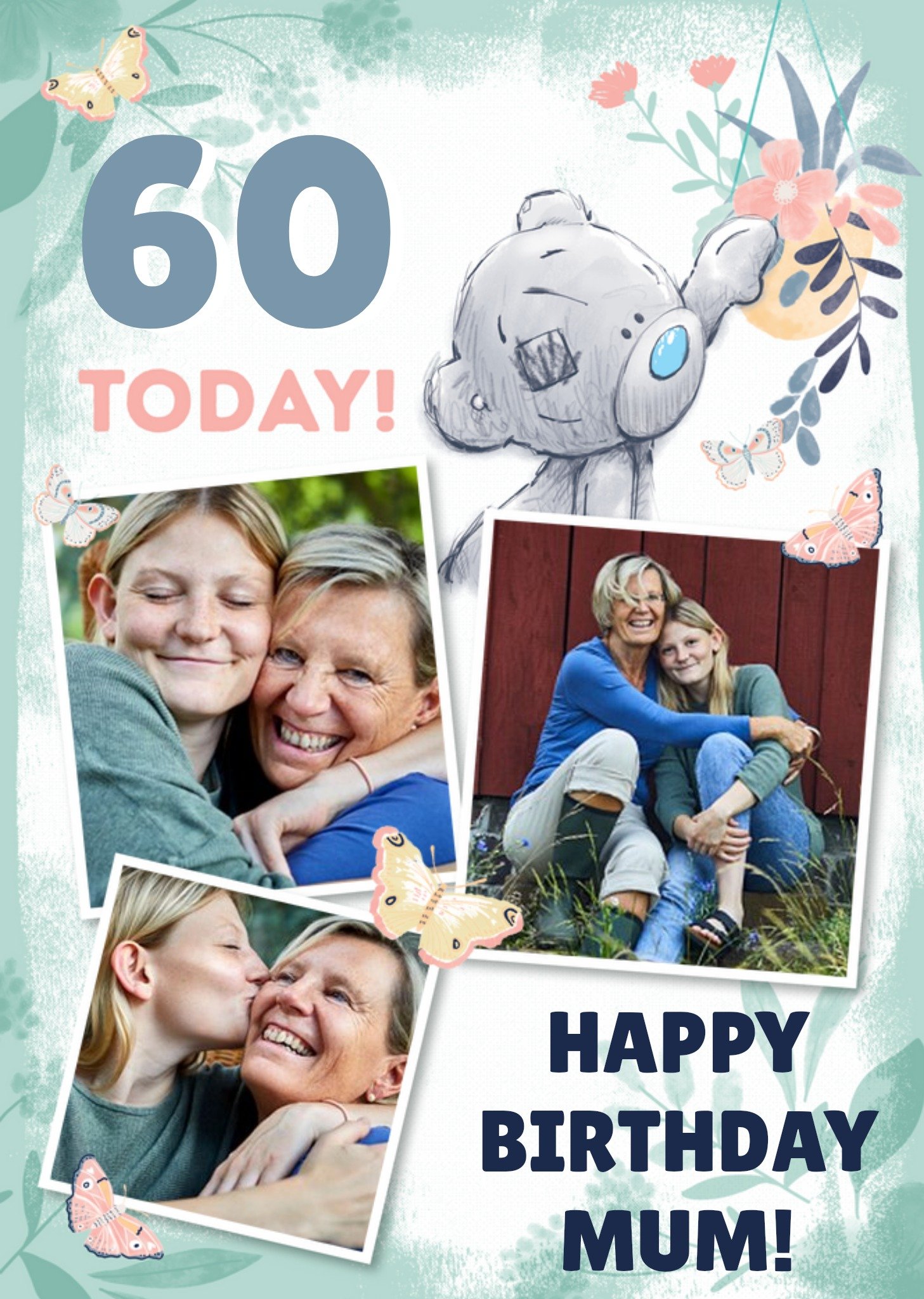 Me To You Tatty Teddy 60 Today Mum Birthday Photo Upload Card Ecard